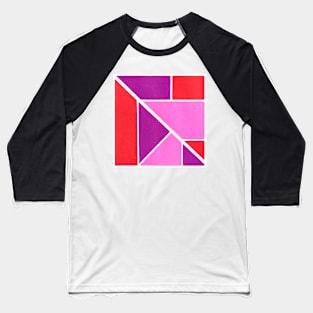 Inverted Purple Red Pink Geometric Abstract Acrylic Painting Baseball T-Shirt